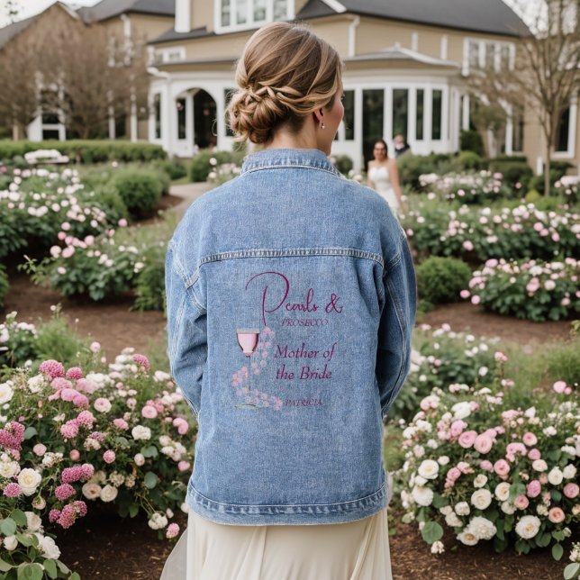 Veste En Jean Moderne Bohème Perles & Prosecco Mère de la Mariée (Mariage Retour)