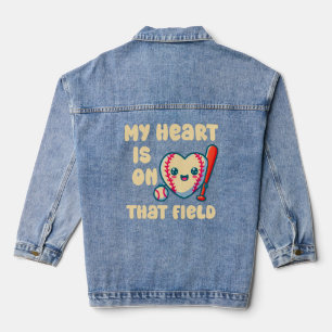 Veste En Jean Mon Coeur Est Sur Ce Terrain De Baseball