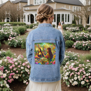 Veste En Jean Mona dessine Mona dans un jardin de fleurs