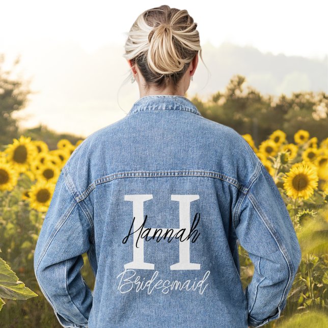 Veste En Jean Monogramme de la servante Initiale et Nom Personna (Bridesmaid Monogram Initial and Name Personalized Denim Jacket
)