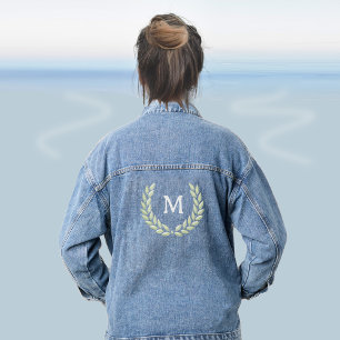 Veste En Jean Monogramme et couronne de laurier