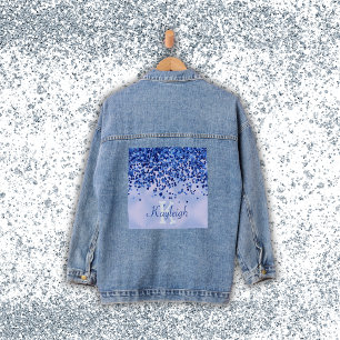 Veste En Jean Monogramme simple en métal brossé bleu et Parties