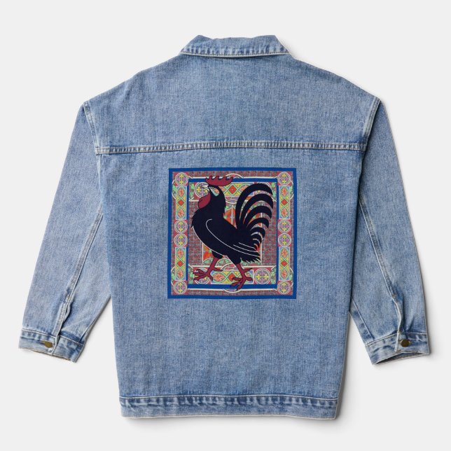 Veste En Jean Mosaic Art poulet (Verso)