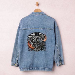 Veste En Jean Motard - Born to ride flammes
