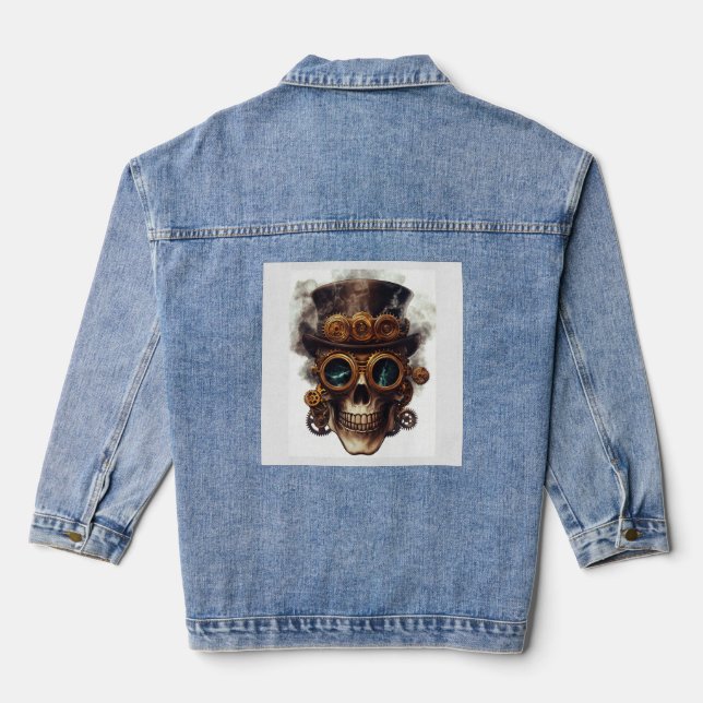 Veste En Jean Moteur de crâne Steampunk (Verso)