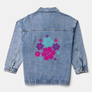 Veste En Jean Motif à fleurs - rose, violet, bleu et noir