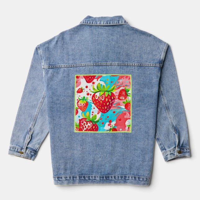 Veste En Jean Motif de fraise (Verso)