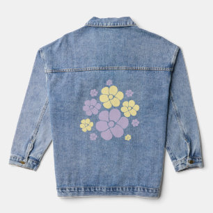 Veste En Jean Motif Fleur - Pastel Jaune et Violet