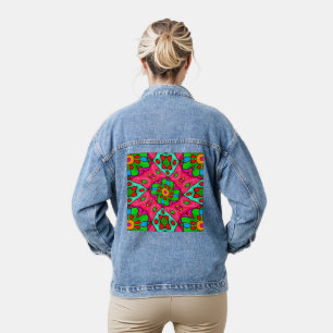 Veste En Jean Motif Fleurs Abstraites uniques