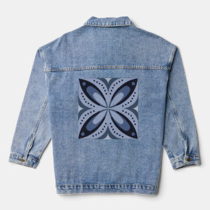 Veste En Jean Motif géométrique bleu de style rétro