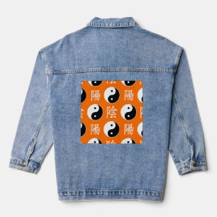 Veste En Jean Motif Yin Yang Chinois Orange