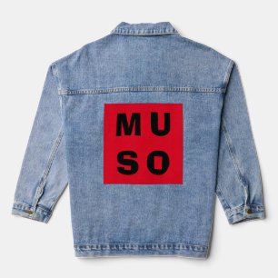 Veste En Jean Musicien Minimaliste Rouge Musique Cool