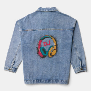 Veste En Jean Musique DJ couleur casque blanc