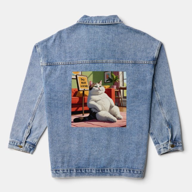 Veste En Jean Ne pas déranger Fat Cat Drôle  (Verso)