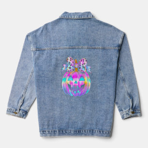 Veste En Jean Neon Coquette Citrouille d'Halloween