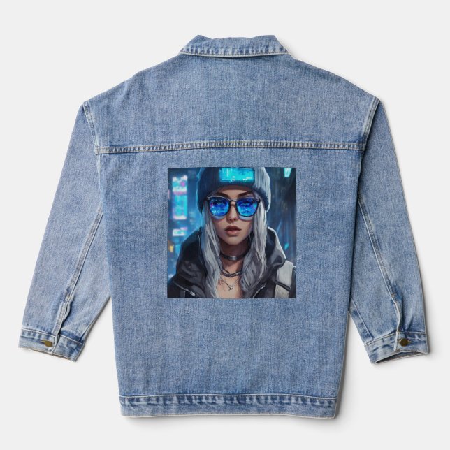 Veste En Jean Neon Virtuoso : L'attrait énigmatique d'un cyberpu (Verso)