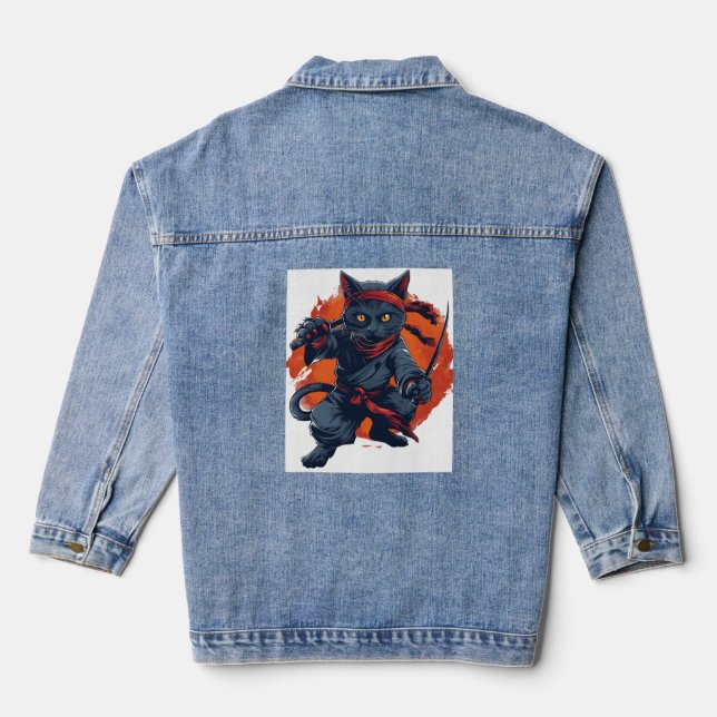 Veste En Jean Ninja Chat furtive (Verso)