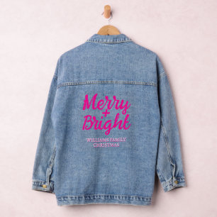 Veste En Jean Noël rose Joyeux Bright Nom de famille