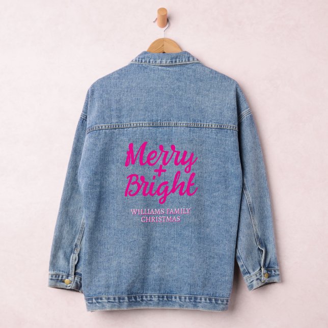 Veste En Jean Noël rose Joyeux Bright Nom de famille (Hangar)