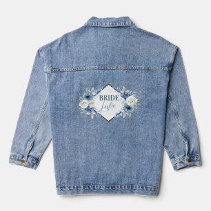 Veste En Jean Nom de la mariée Fleurs Bleues et Blanches Cadre G