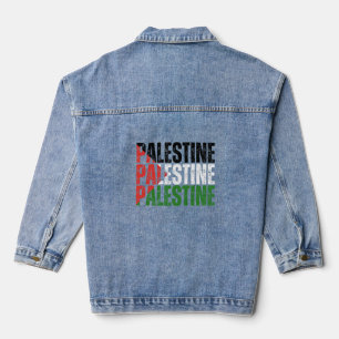 Veste En Jean Nom de la Palestine avec drapeau palestinien