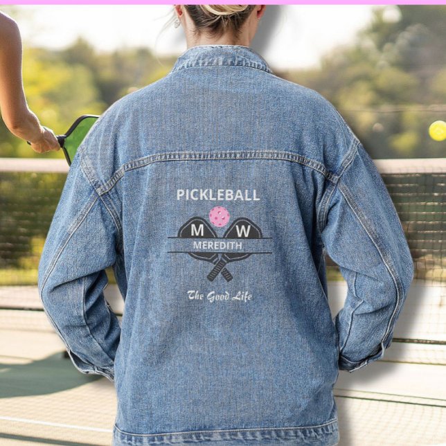 Veste En Jean Nom du monogramme Pickleball Good Life (Créateur téléchargé)