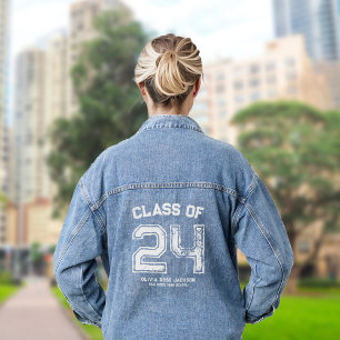 Veste En Jean Nom et numéro Sports Entraîneur Diplôme sur mesure