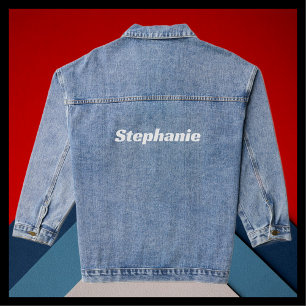 Veste En Jean Nom Gros Jumbo Lettres Blancs Bleu