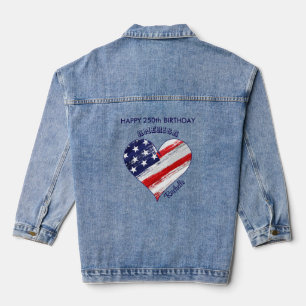 Veste En Jean Nom Joyeux 250e Anniversaire Drapeau Amérique C