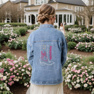 Veste En Jean Nom personnalisable de démarrage Neon Cowboy