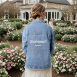Veste En Jean Nom personnalisé du Mariage Bridesmaid<br><div class="desc">demoiselle d'honneur,  mariées d'équipe,  fête de mariée personnalisée,  mariage de bachelorette,  veste de femme d'honneur,  mariage de mariée,  équipe de mariage rustique,  cadeau de fête de bachelorette,  accessoires de mariage personnalisé,  vêtements de mariée nom</div>
