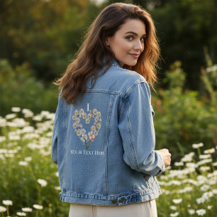 Veste En Jean Nom personnalisé Fleur de Marguerite Cœur Saint-Va
