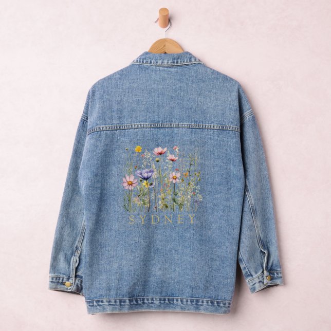 Veste En Jean Nom personnalisé fleur sauvage (Hangar)