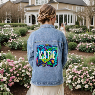 Veste En Jean Nom personnalisé monogramme graffiti coloré