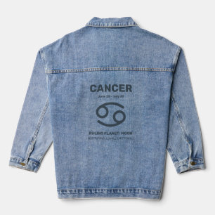 Veste En Jean Nom personnalisé / Texte Zodiaque Signal Cancer