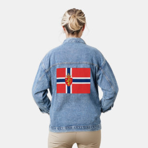 Veste En Jean Norvège, pavillon norvégien, avec armoiries/bleu