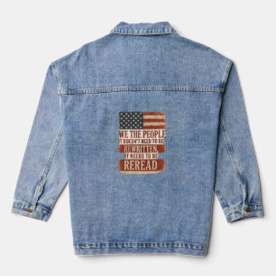 Veste En Jean Nous le Peuple Relisons Citation du Drapeau