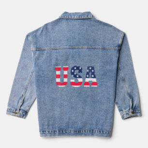 Veste En Jean Nous Le Peuple Usa Vintage Ancien Drapeau Américai