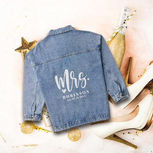 Veste En Jean Nouvelle mariée Mme Mariage Bride Denim Jacket