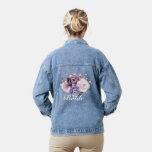 Veste En Jean Nuances de pourpre Dusty Blooms Moody Floral Bride<br><div class="desc">La veste en denim de la mariée élégante présente un bouquet de pivoines roses aquarelles dans les tons de prune violette,  rose poussiéreux,  rose roux,  mauve,  sauge avec feuilles botaniques verdoyants et eucalyptus.</div>