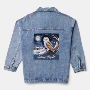 Veste En Jean Nuit silencieuse Scène de neige de Noël Chouette e