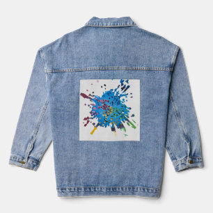 Veste En Jean Œuvre d'art faite main - La Roue de Fleurs