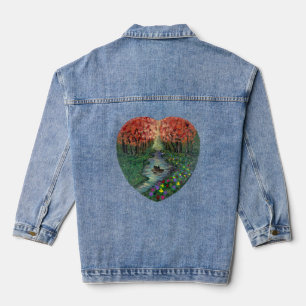 Veste En Jean Œuvre d'art faite main - Orang arbres