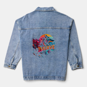 Veste En Jean Oeuvre numérique dynamique avec un loup stylisé