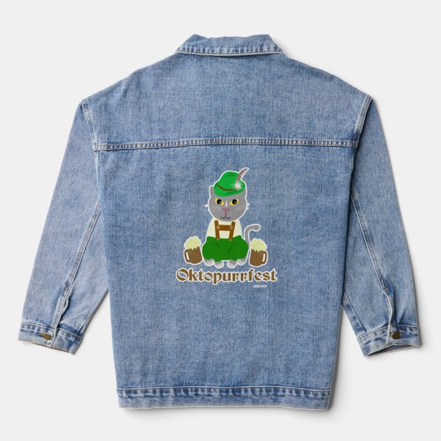 Veste En Jean Oktoberfest Cat Cartographie Art Fun Design (Verso)
