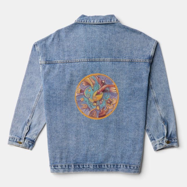 Veste En Jean ornemental fleuri (Verso)