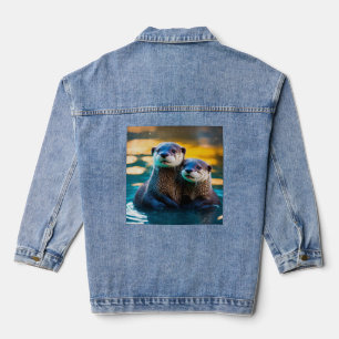 Veste En Jean Otterly in Love : Bébé Otters serrés dans les eaux