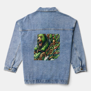 Veste En Jean Ours animés chevauchant une voiture verte