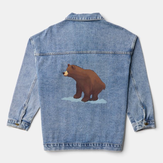 Veste En Jean ours Brown marchant sur la neige (Verso)