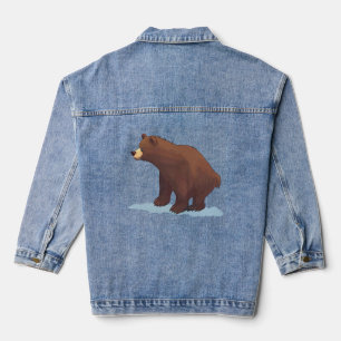 Veste En Jean Ours brun marchant sur la neige